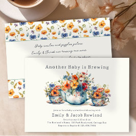 En till baby bryggs Blomsterliga tekoppar Sprut Inbjudningar