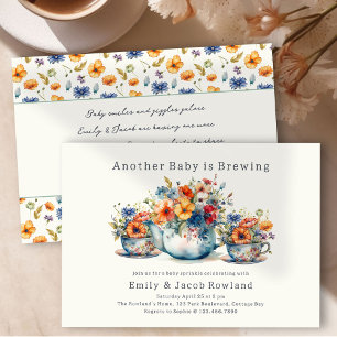 En till baby bryggs Blomsterliga tekoppar Sprut Inbjudningar