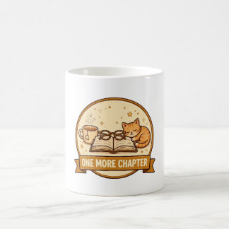 En till kapitel — Mysig bok, te & sovande katt f Kaffemugg