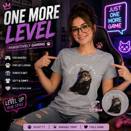 En till nivå Katt Gamer T-Shirt | Söt spelande kat