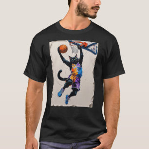 En till svart katt som dunkar en basketboll! t shirt