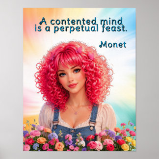 En tillfredsställd själ är ständig fest Monet Cita Poster
