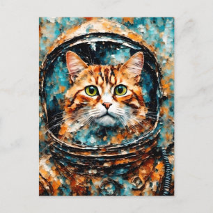 en tilltalande kattastronaut vykort