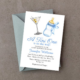 en tini är på väg, martini blå babydusch inbjudningar