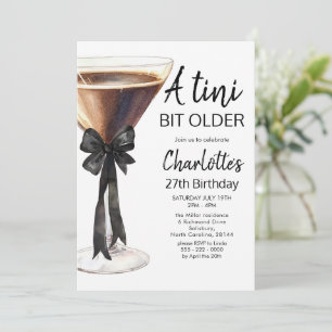 En tini bit äldre Black Ribbon Martini Birthday Inbjudningar