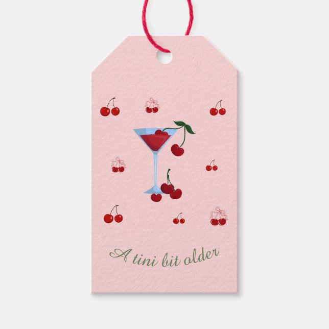 En Tini Bit äldre Cherrytini födelsedag Presentetikett (Framsidan)