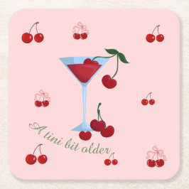 En Tini Bit äldre Cherrytini födelsedag Underlägg Papper Kvadrat