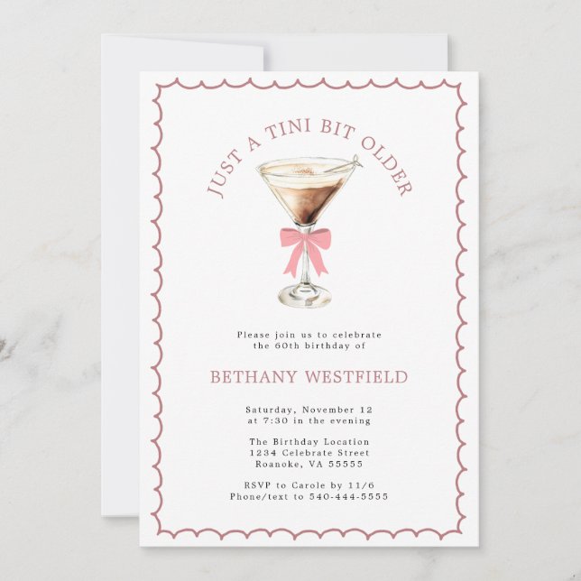 En Tini Bit Äldre Espresso Martini 60-årsfirande Inbjudningar (Framsida)