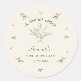 En Tini Bit äldre Espresso Martini Bow Födelsedag Runt Klistermärke