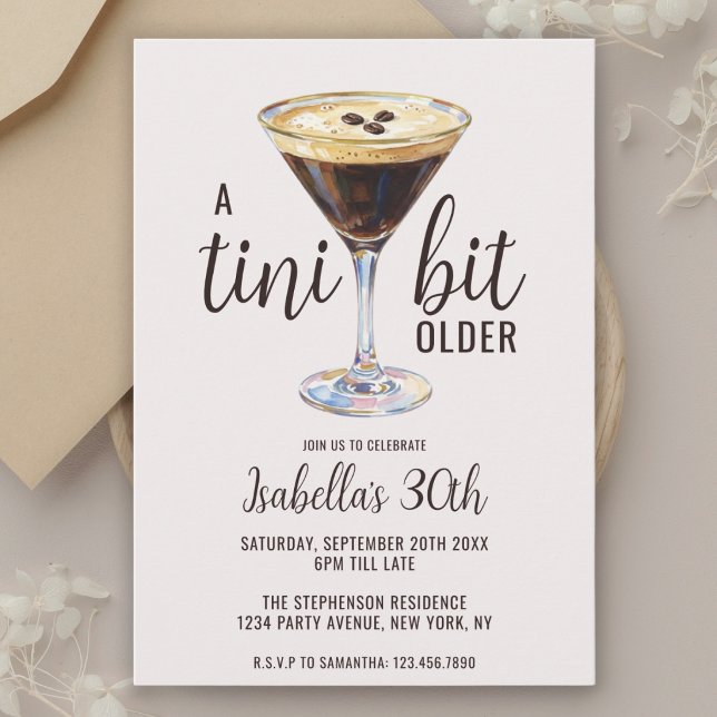 En Tini Bit äldre Espresso Martini Födelsedag  Inbjudningar (Skapare uppladdad)