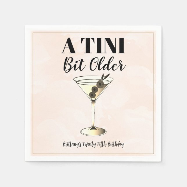 En Tini-bit äldre modern Cocktail-födelsedag Pappersservett (Framsidan)