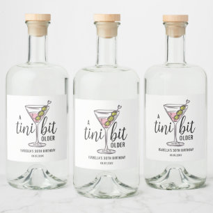 En Tini Bit äldre Pink Martini Cocktail Födelsedag Spritflaskor Etikett