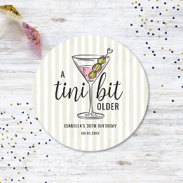 En Tini Bit Äldre Pink Martini Cocktail Födelsedag Underlägg Papper Rund
