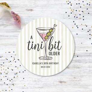 En Tini Bit Äldre Pink Martini Cocktail Födelsedag Underlägg Papper Rund