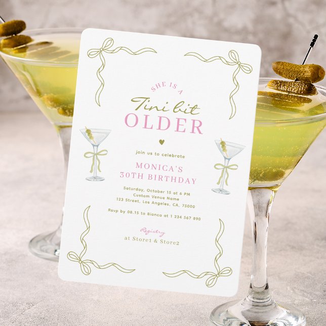 En Tini Bit Äldre Rosa & Grön 30-årsfest Inbjudningar (Skapare uppladdad)
