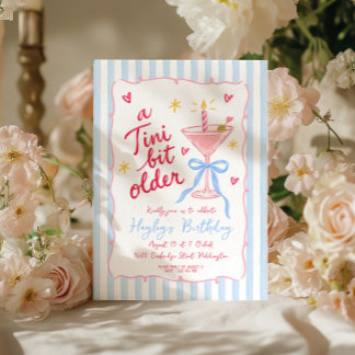 En Tini Bit Äldre Whimsical Martini Födelsedag Inbjudningar