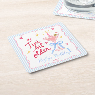 En Tini Bit Äldre Whimsical Martini Födelsedag Underlägg Papper Kvadrat