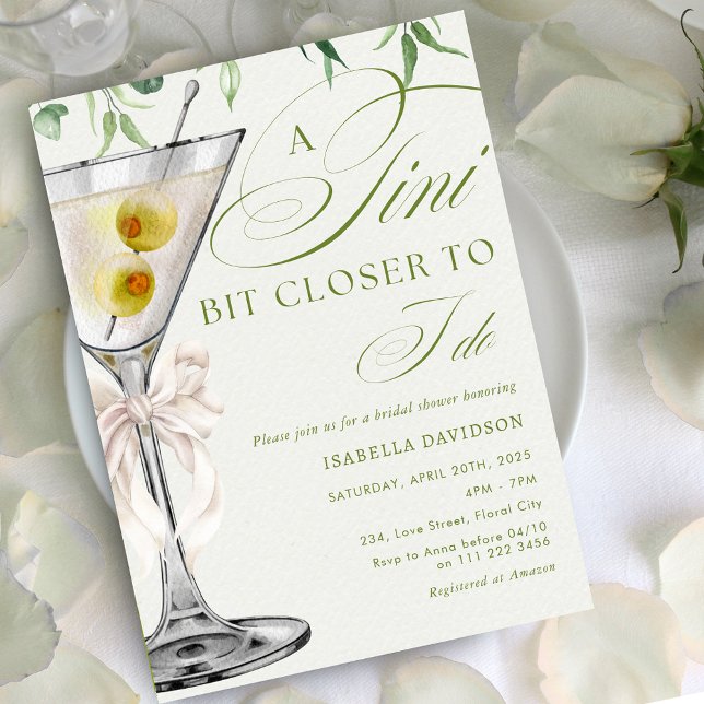 En Tini-bit närmare jag gör Cocktail-Möhippa Inbjudningar (A Tini Bit Closer to I Do Bridal Cocktail Shower Invitation)