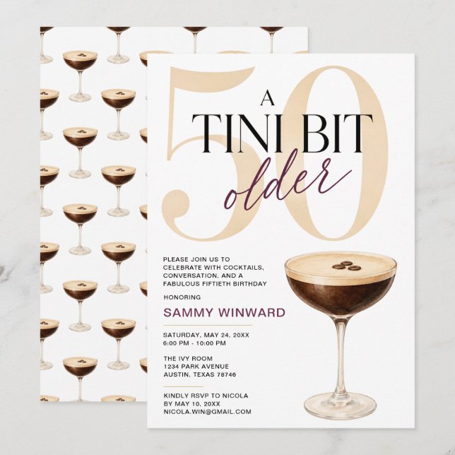 En Tini Bit Older 50-årsfest Inbjudningar (Fram/baksida)