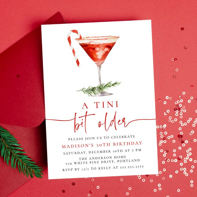 En Tini Bit Older Candy Cane Martini Födelsedagsfe Inbjudningar (Skapare uppladdad)