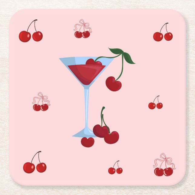 En Tini Bit Older Cherrytini Födelsedag Underlägg Papper Kvadrat (Framsidan)