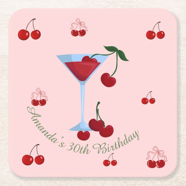 En Tini Bit Older Cherrytini Födelsedag Underlägg Papper Kvadrat (Framsidan)