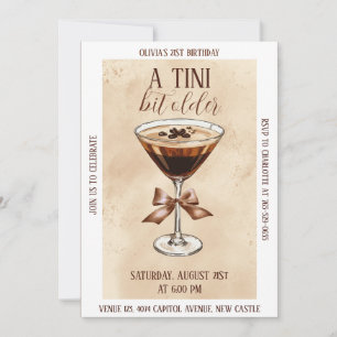 En Tini Bit Older Espresso Martini Födelsedagsfest Inbjudningar