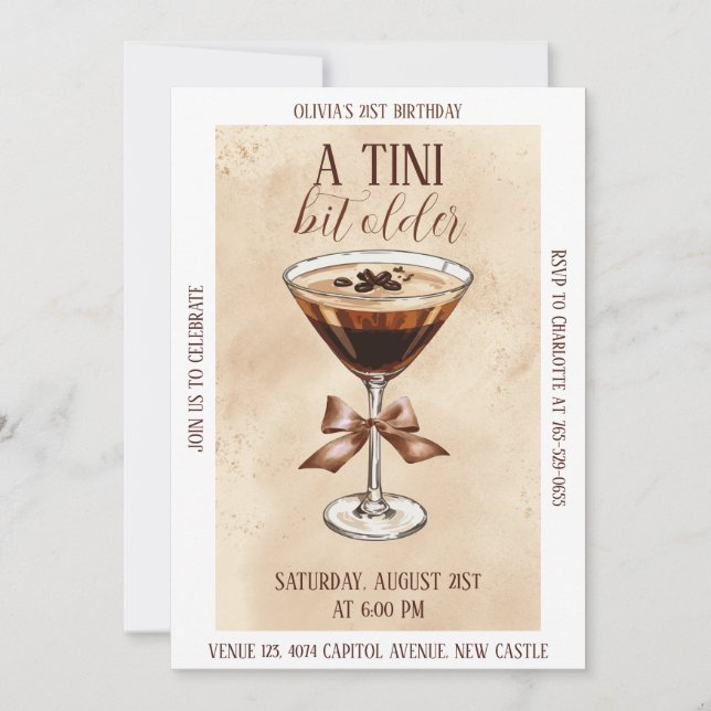 En Tini Bit Older Espresso Martini Födelsedagsfest Inbjudningar (Framsida)
