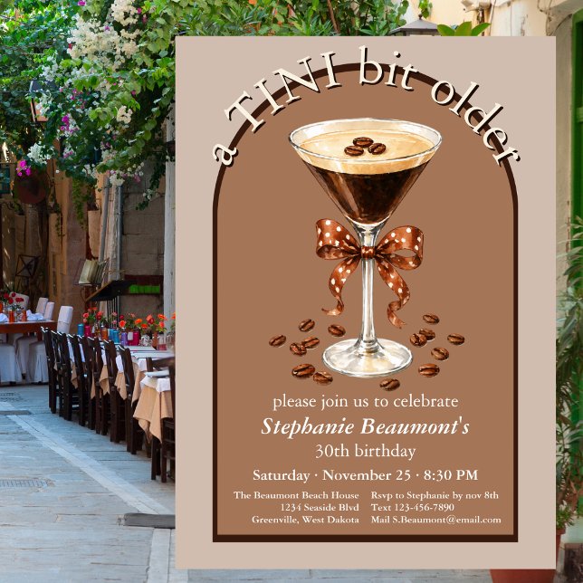 En Tini Bit Older Martini Espresso Brun Båge 30:e Inbjudningar (Skapare uppladdad)