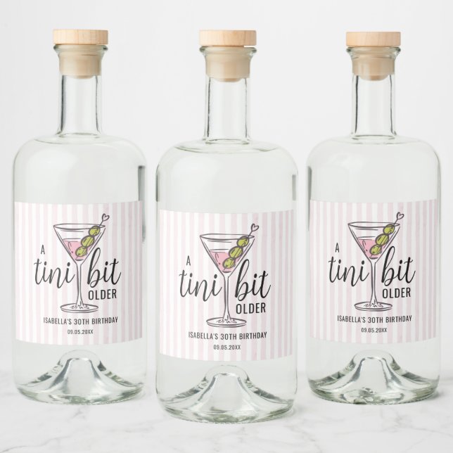En Tini Bit Older Pink Martini Födelsedag Spritflaskor Etikett (Flaskor)