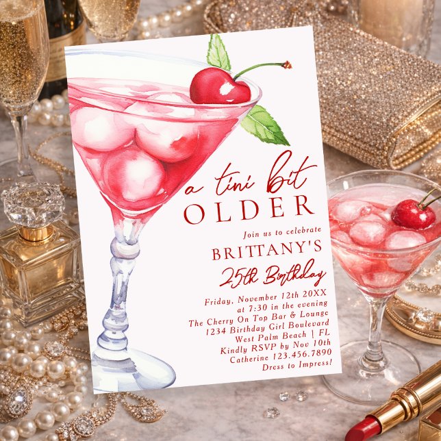 En Tini lite äldre Martini Cocktail Födelsedag för Inbjudningar (Skapare uppladdad)