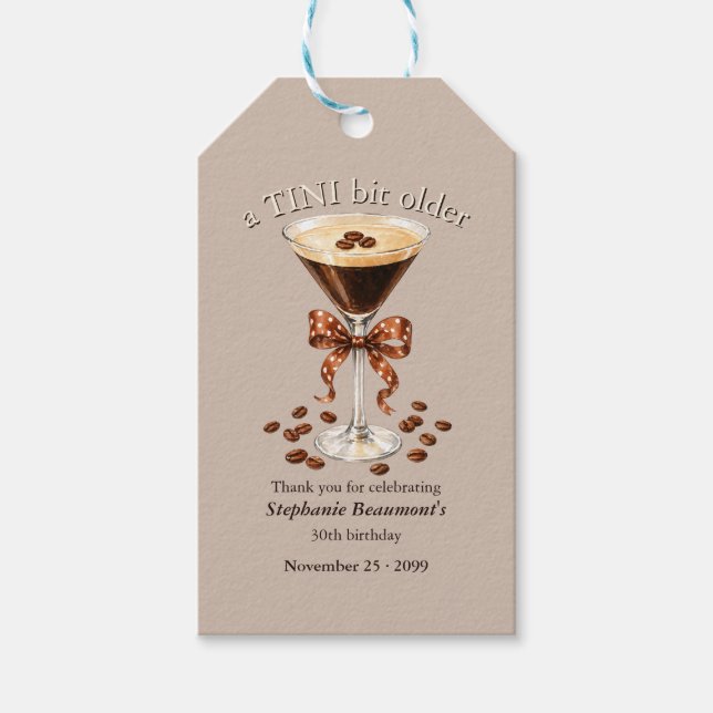 En Tini lite äldre Martini Espresso Brun Bow 30th Presentetikett (Framsidan)