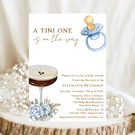 En Tini One Blue Paci Espresso Martini Baby Shower Inbjudningar