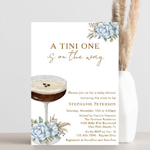 En Tini One Dusty Blue Espresso Martini Bebisdopp Inbjudningar