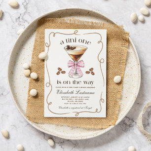 En Tini One Espresso Martini Rosa Babyshower Inbjudningar