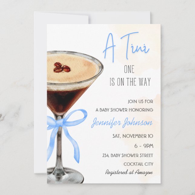 En Tini One Expresso Martini Baby Shower Inbjudningar (Framsida)
