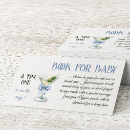 En Tini One Martini Blå Band Bok För Baby Shower Tilläggskort
