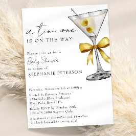 En Tini One Minimal Chic Gult Martini Baby Shower Inbjudningar