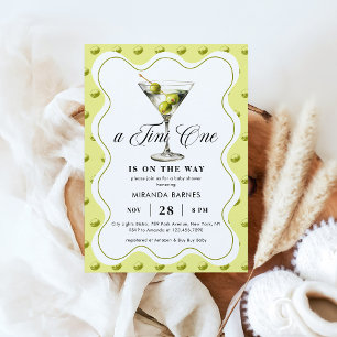 En Tini One Olive Martini Chic Baby Shower Inbjudningar