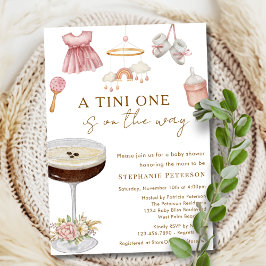 En Tini One On The Way Espresso Martini Baby Showe Inbjudningar