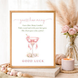 En Tini One Rosa Baby Shower Lek Gissa Hur Många Poster