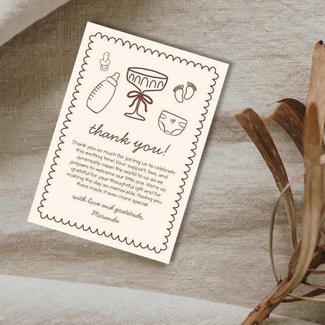 En Tini på sättet att spela babyskor Tack Kort (A Tini One On The Way Playful Baby Shower Thank You Card)