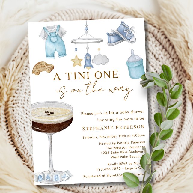 En Tini på vägen Espresso Martini Baby Shower Inbjudningar (Skapare uppladdad)
