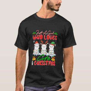 En Tjej Älskar Katter och Jul Tre Julbockar T Shirt