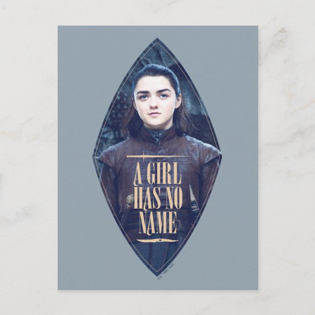 "En Tjej Har Inget Namn" Arya Stark Grafik Vykort (Framsida)
