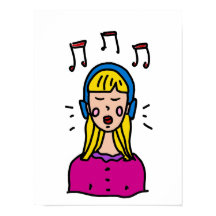 En tjej lyssnar på musik