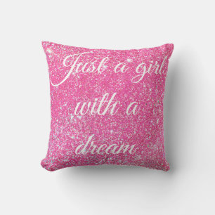 EN TJEJ MED EN DRÖM Glitter Rosa Glitter Kudde
