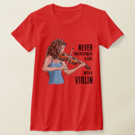 En tjej med en fiol-t-shirt t shirt