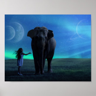 En tjej med henne Elephant 1 Poster