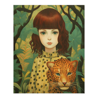 En tjej med leopard-konst fototryck